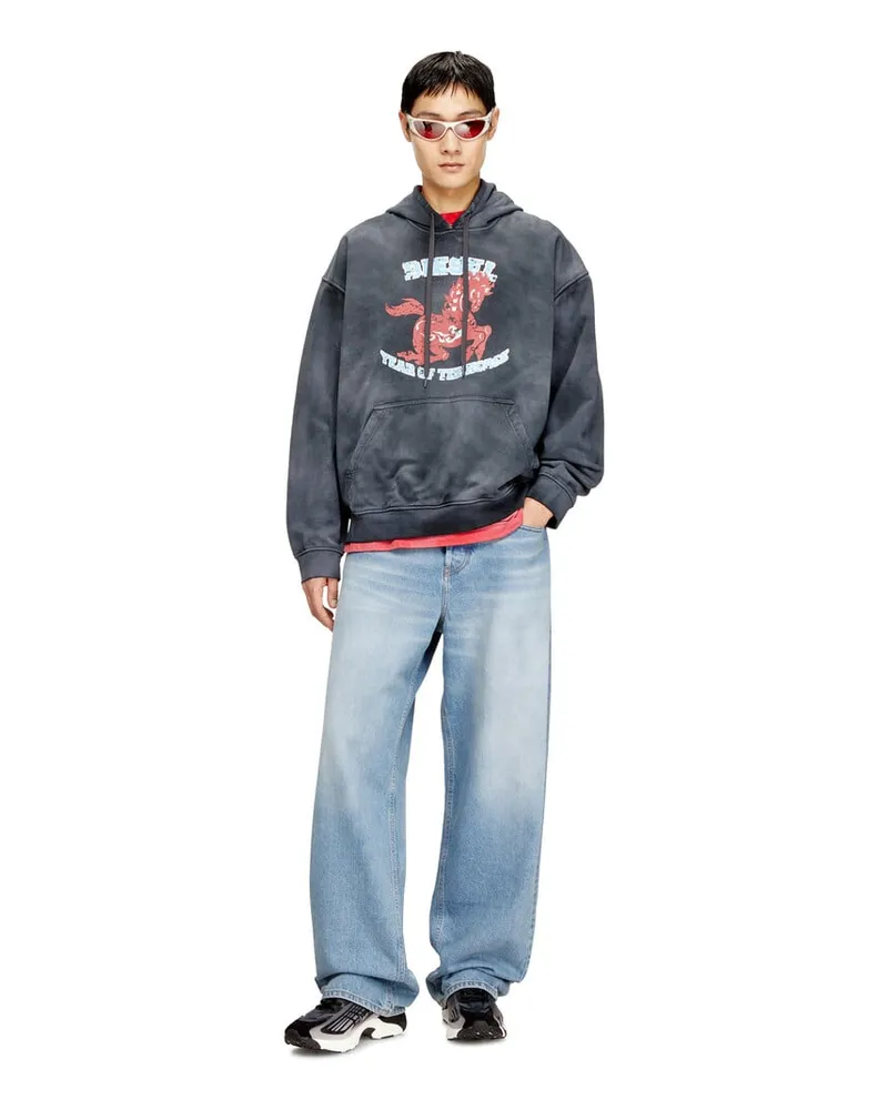 Diesel Tie-Dye-Hoodie mit Pferde-Print - Sweatshirts - Herren - Grau Grau