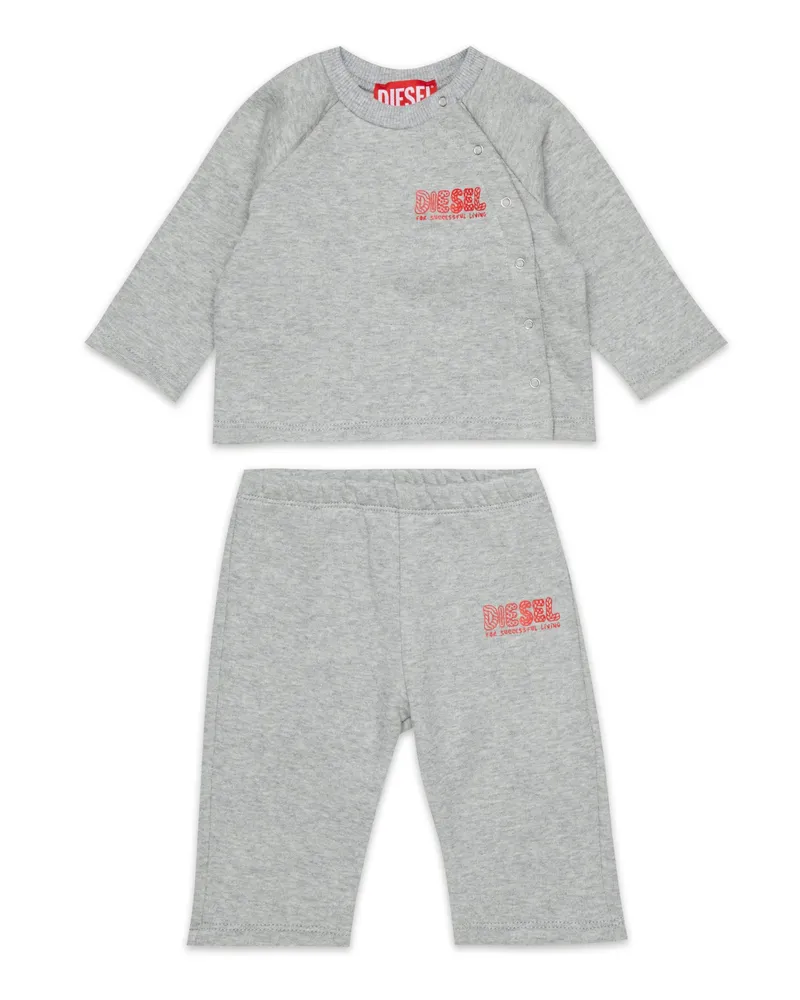 Diesel Neugeborenen-Set mit Logo-Print - Latzhosen - Unisex - Grau Grau