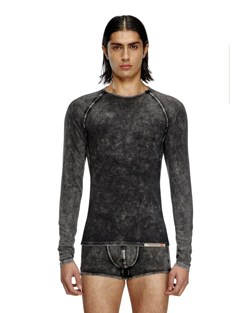 Diesel Langarm-T-Shirt mit Denim-Effekt - Oberteile - Herren - Schwarz Schwarz