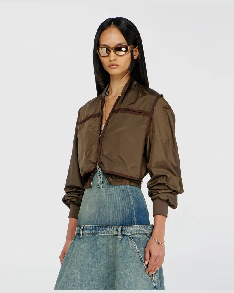 Diesel Nylonjacke mit tonalem Tape - Jacken - Damen - Braun Braun