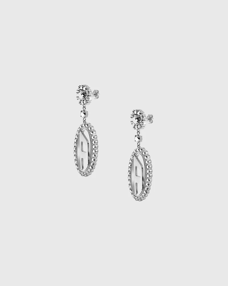 Diesel Ohrhänger aus Edelstahl mit Pavé-Besatz - Ohrringe - Unisex - Silber Silber