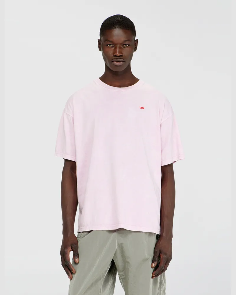 Diesel Baumwoll-T-Shirt mit behandelten Effekt - T-Shirts - Herren - Rosa Rosa