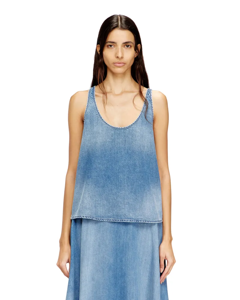 Diesel Top aus leichtem stonewashed Denim - Oberteile - Damen - Blau Blau