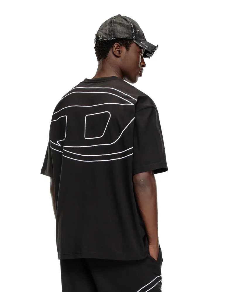 Diesel T-Shirt mit großer Oval D-Stickerei - T-Shirts - Herren - Schwarz Schwarz