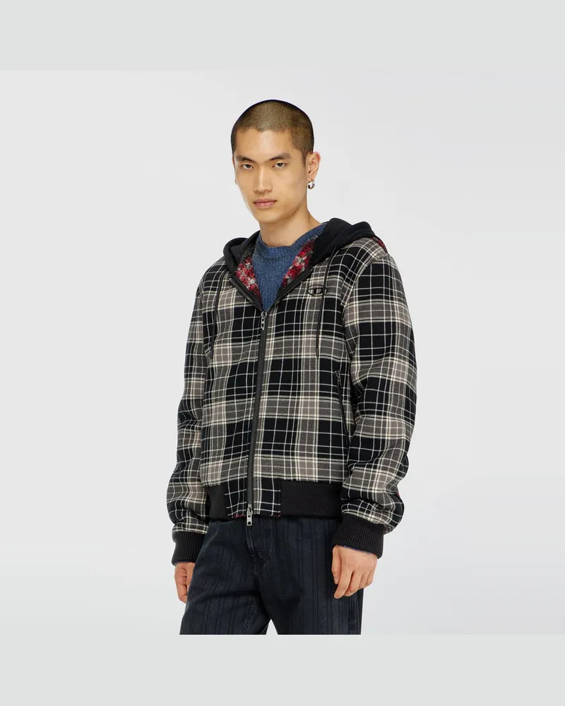 Diesel Karo - Karo-bomberjacke mit flanellmuster und teddyfutter - Winterjacken - Herren - Bunt Bunt