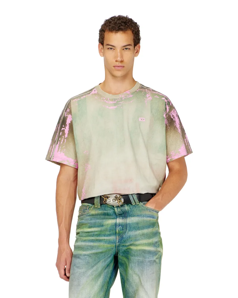 Diesel T-Shirt aus Jersey mit Leder-Crack-Effekt - T-Shirts - Herren 
