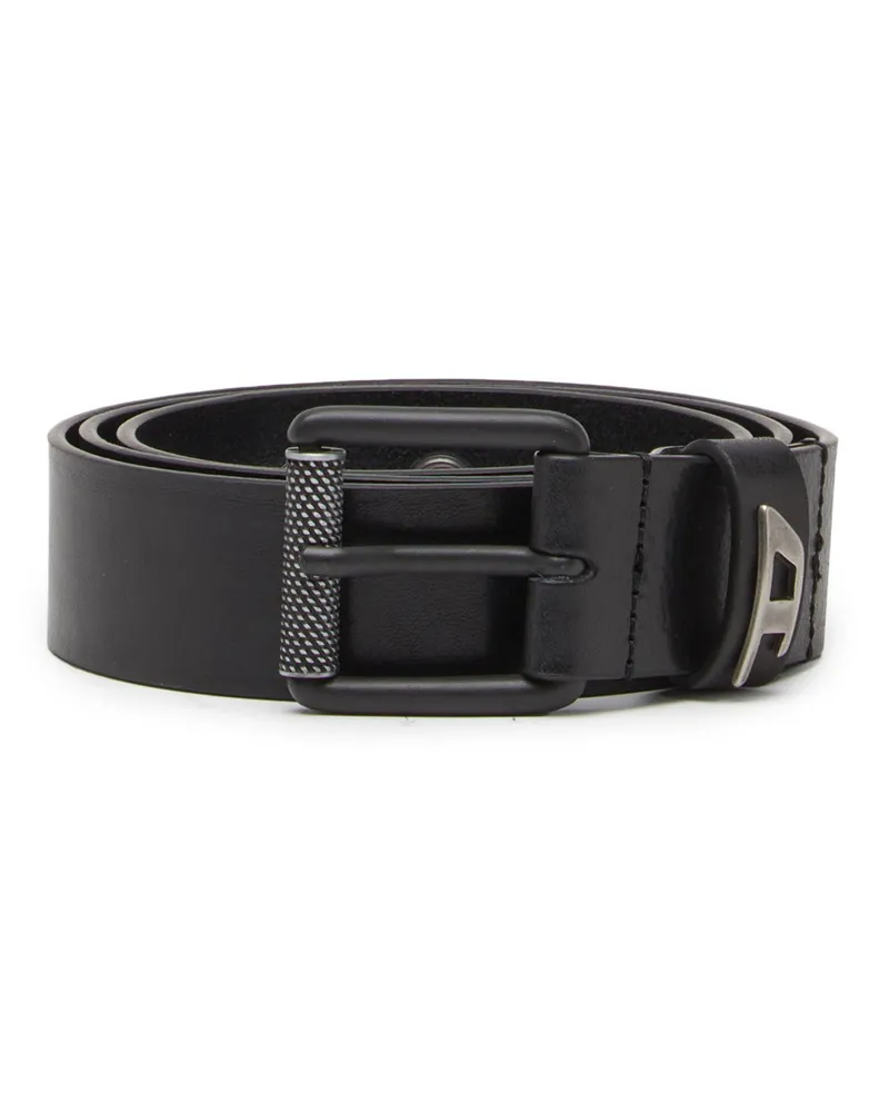 Diesel 3.5cm Gürtel aus glänzendem Leder mit Logo-Schlaufe - Gürtel - Herren - Schwarz Schwarz