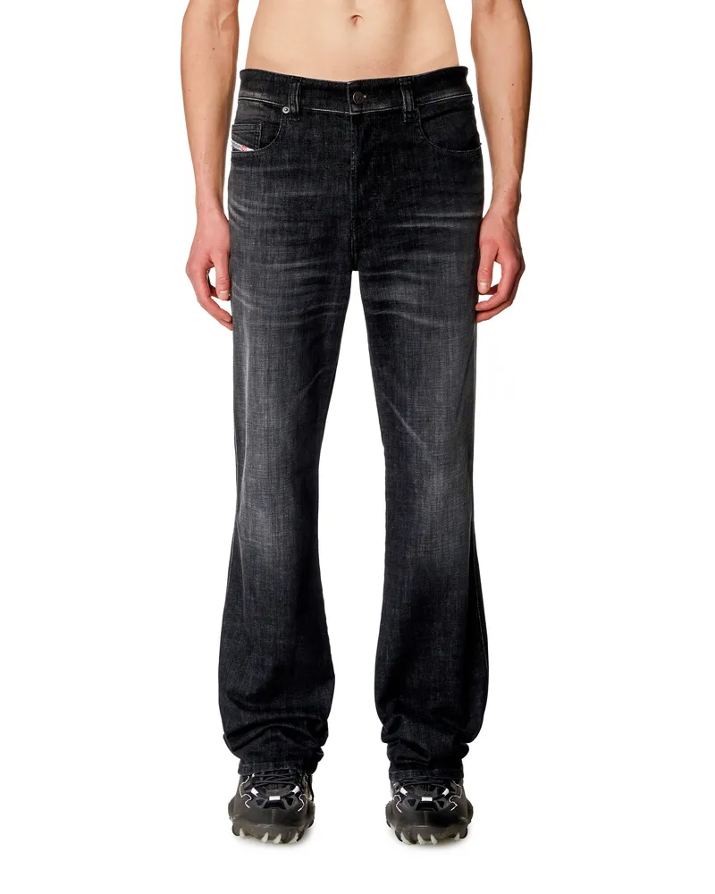 Diesel Bootcut Jeans Regular Waist 1998 D-Buck, Schwarz/Dunkelgrau, Knopfverschluss Schwarz