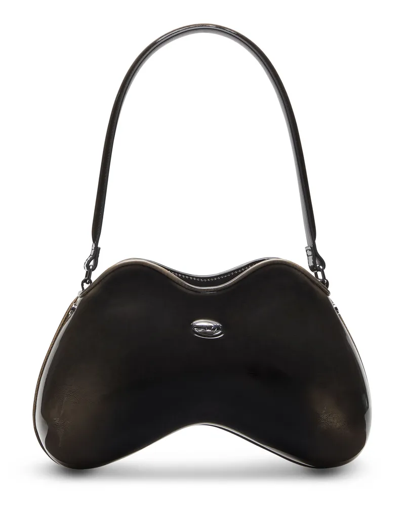 Diesel Double-D-Feste Schultertasche mit aus glänzendem Dégradé-PU - Schultertaschen - Damen - Schwarz Schwarz