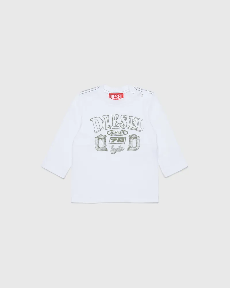 Diesel Langarm-T-Shirt mit Logo-Print - T-Shirts und Tops - Herren - Weiss Weiss