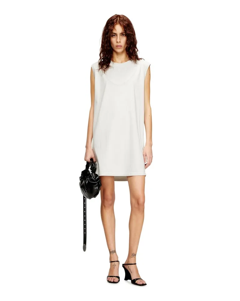 Diesel Kurzes Baumwollkleid mit geprägter Kette - Kleider - Damen - Weiss Weiss