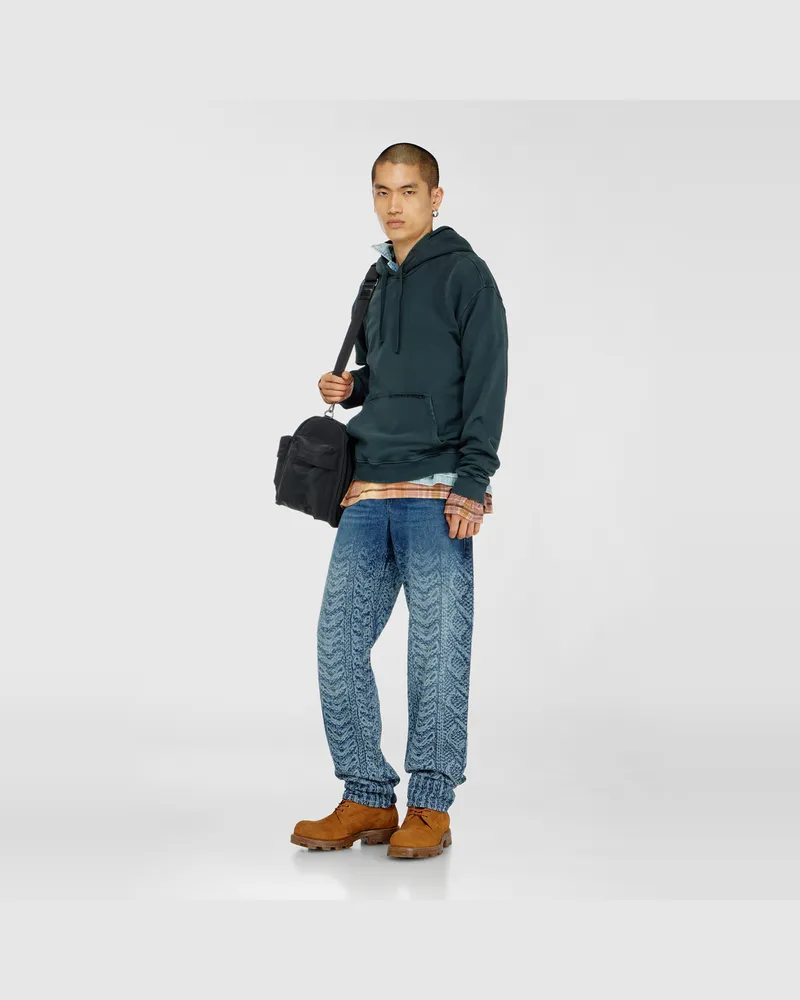 Diesel Hoodie mit Rissen und Kristalldetails - Sweatshirts - Herren - Grün Grün