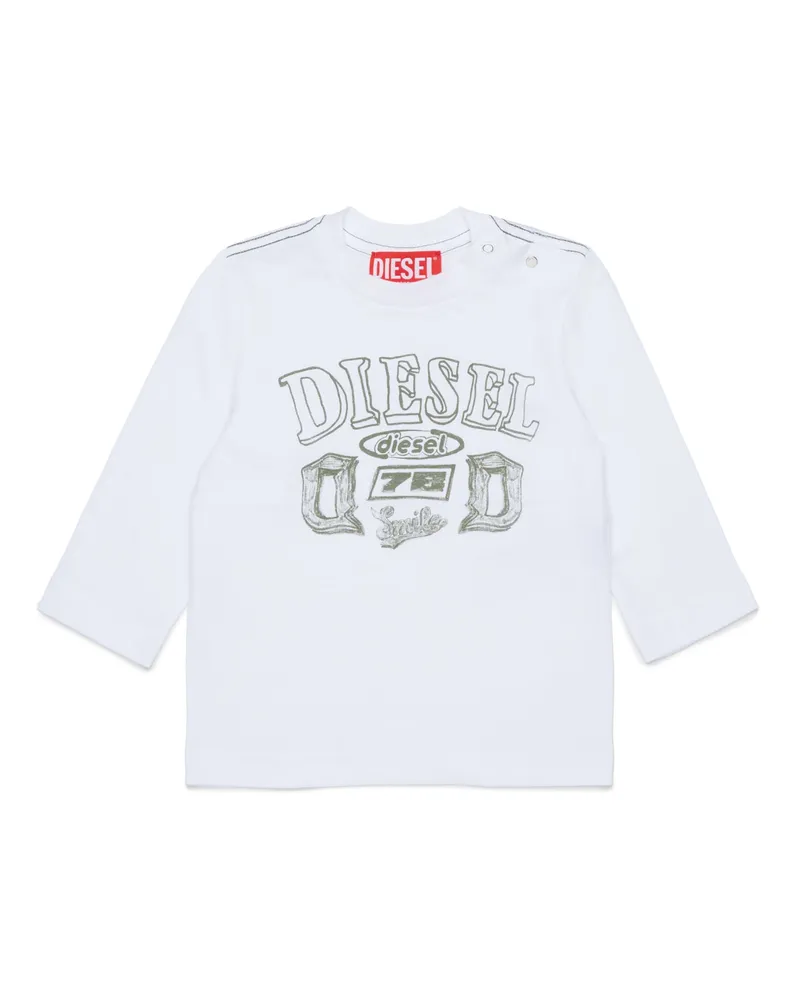 Diesel Langarm-T-Shirt mit Logo-Print - T-Shirts und Tops - Herren - Weiss Weiss