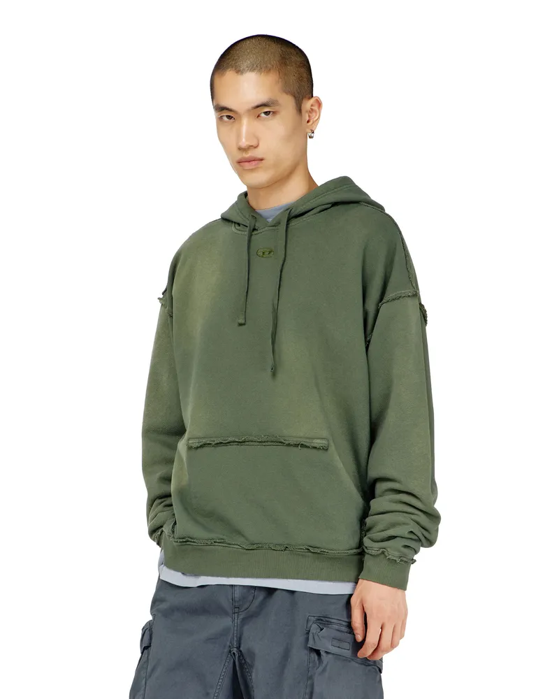 Diesel Verblasster Baumwoll-Hoodie mit ausgefransten Details - Sweatshirts - Herren 