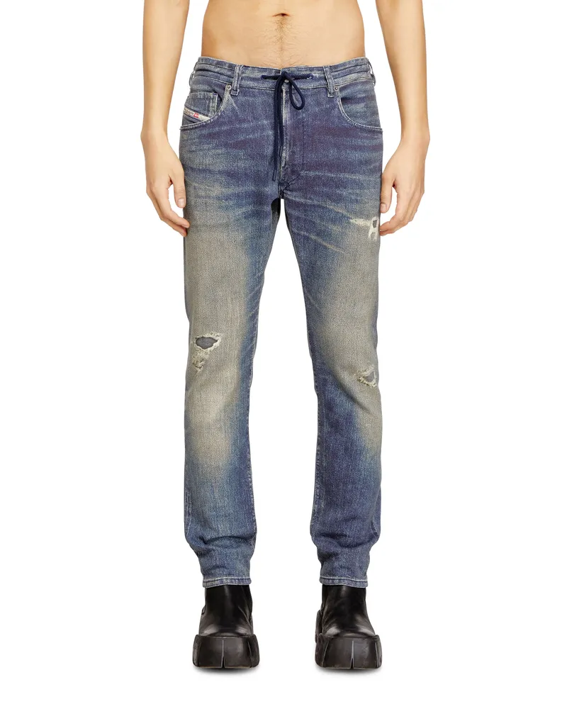 Diesel Regular Regular Waist 2032 D-Krooley Joggjeans, Mittelblau, Reißverschluss Blau