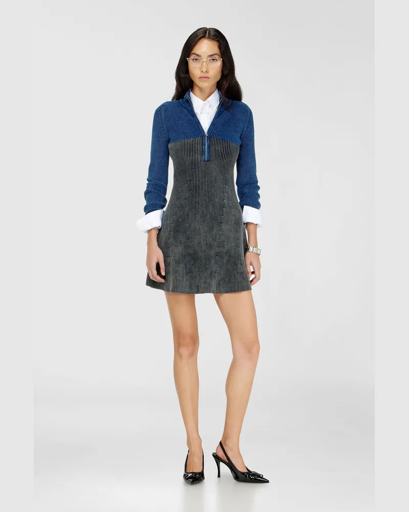 Diesel Rippstrick-Minikleid mit zweifarbigem Denim-Effekt - Kleider - Damen - Bunt Bunt