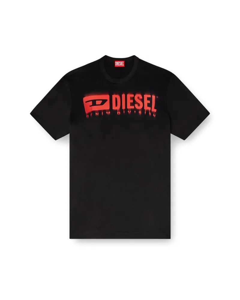 Diesel T-Shirt mit verschwommenem Diesel-Logo - T-Shirts - Herren - Schwarz Schwarz