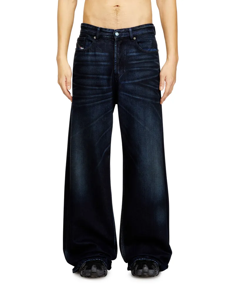 Diesel Relaxed Jeans Low Waist D-Rise, Dunkelblau, Knopfverschluss Blau