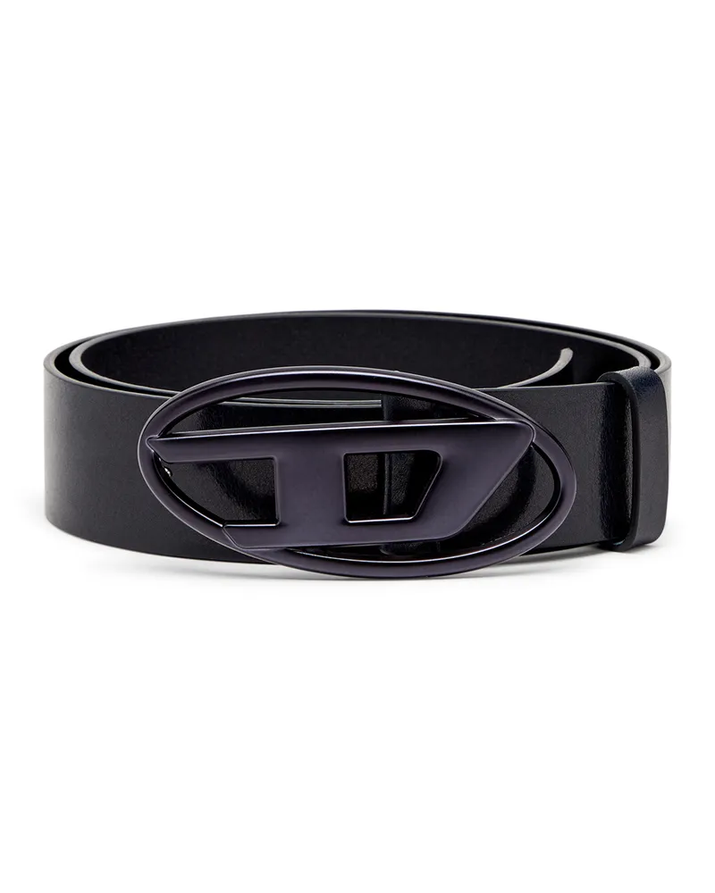 Diesel 3.9cm Gürtel aus Leder mit Metallic-Oval D-Schnalle - Gürtel - Unisex - Blau Blau