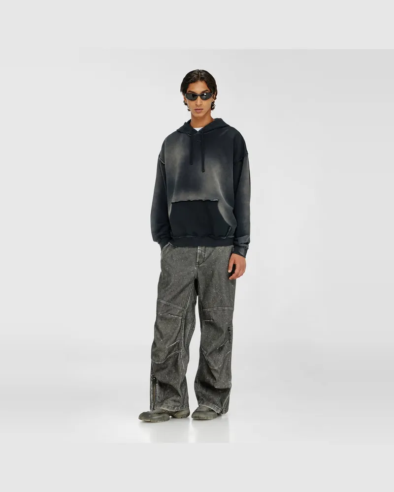Diesel Verblasster Baumwoll-Hoodie mit ausgefransten Details - Sweatshirts - Herren - Bunt Bunt