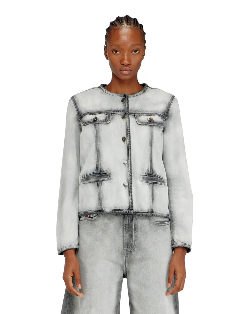 Diesel Jacke aus weichem Skeleton-Denim - Denim jacken - Damen - Grau Grau