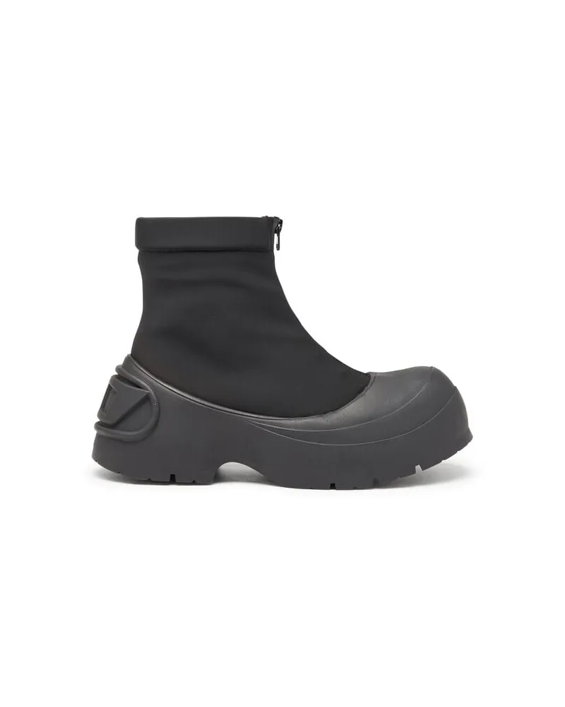 Diesel D-Donald-Stiefeletten mit Besatz aus Gummi - Stiefel - Herren - Schwarz Schwarz