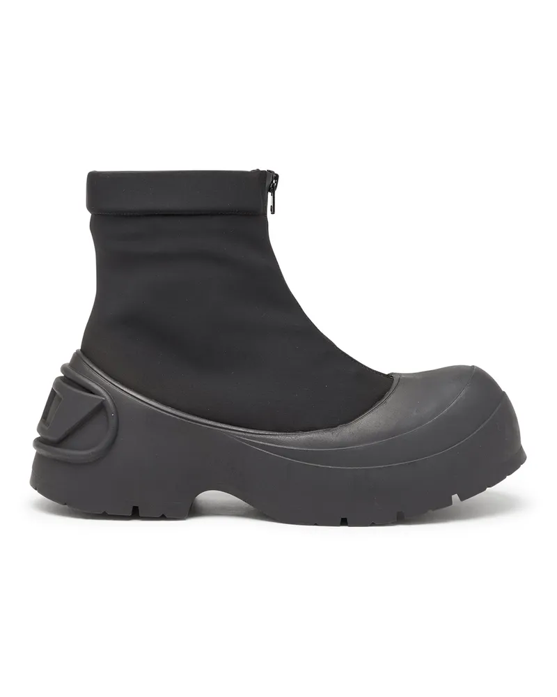 Diesel D-Donald-Stiefeletten mit Besatz aus Gummi - Stiefel - Herren - Schwarz Schwarz