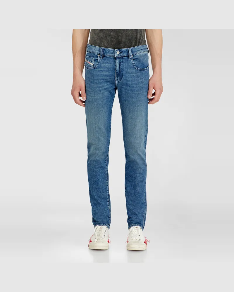 Diesel Slim Jeans Regular Waist 2019 D-Strukt, Mittelblau, Reißverschluss Blau