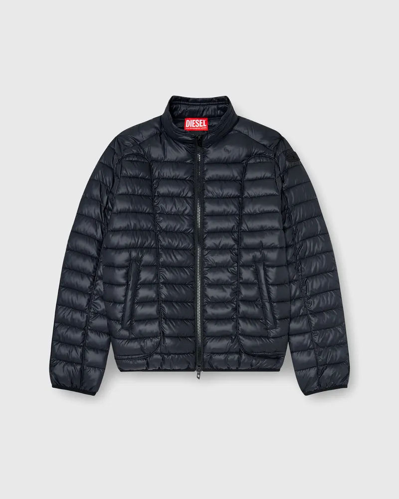 Diesel Biker-inspirierte Steppjacke mit tonalen Paspeln - Winterjacken - Herren - Schwarz Schwarz