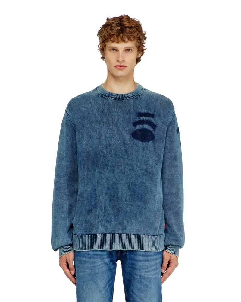 Diesel Pullover in Denim-Optik mit Patch-Effekten - Strickwaren - Herren - Blau Blau