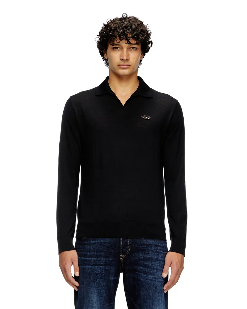 Diesel Pullover aus Wolle mit Polokragen - Strickwaren - Herren - Schwarz Schwarz