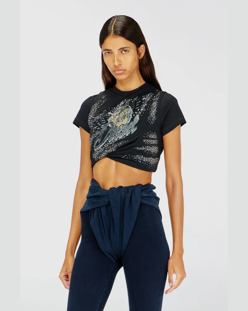 Diesel Gerafftes T-Shirt aus doppellagigem Jersey - Oberteile - Damen 