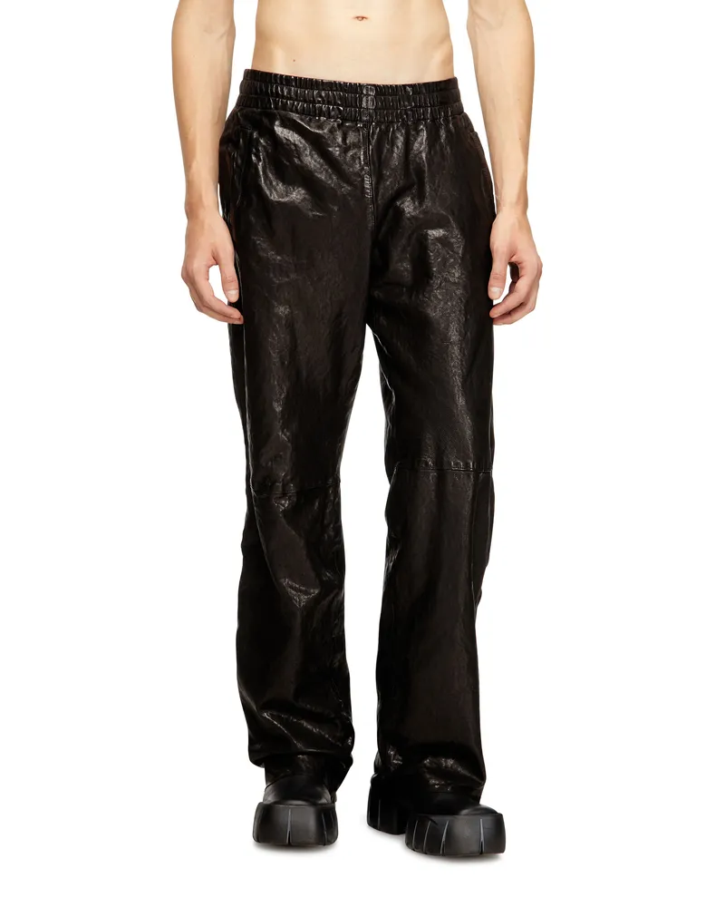 Diesel Elastische Hose aus thermischem Leder - Hosen - Herren - Schwarz Schwarz