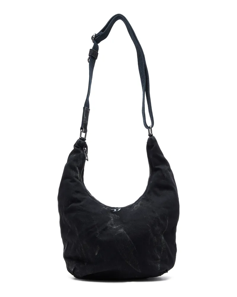 Diesel Rave - Hobo-Tasche aus Denim mit Reißverschluss - Schultertaschen - Unisex - Schwarz Schwarz