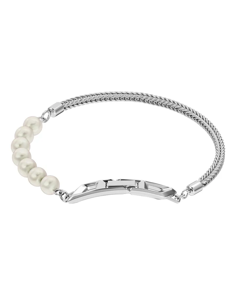 Diesel Armband aus Sterlingsilberkette und Perle - Armbänder - Unisex - Silber Silber