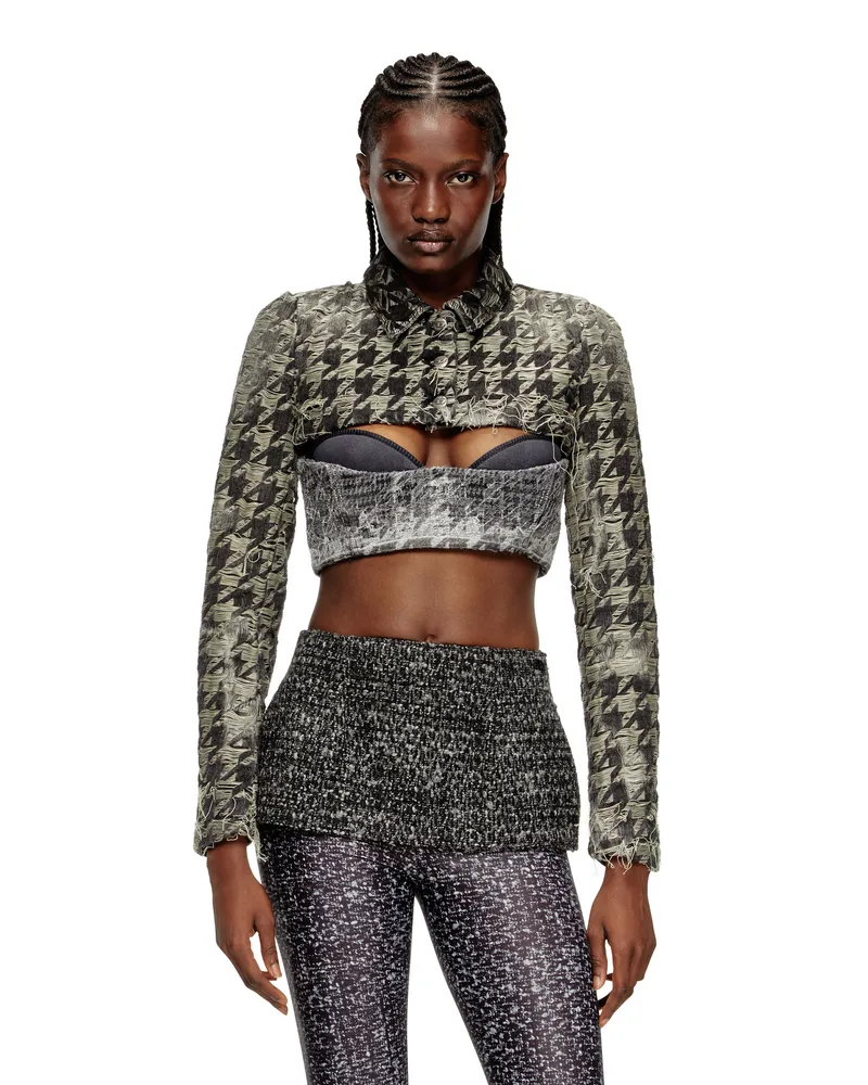 Diesel Shrug aus Jeansgewebe mit Hahnentritt-Muster - Denim jacken - Damen - Bunt Bunt
