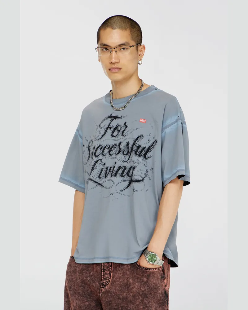 Diesel T-Shirt mit For Successful Living Print - T-Shirts - Herren - Grau Grau