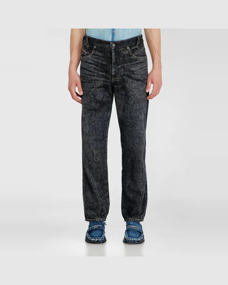 Diesel Relaxed Jeans Low Waist D-Marcus, Schwarz/Dunkelgrau, Knopfverschluss Schwarz