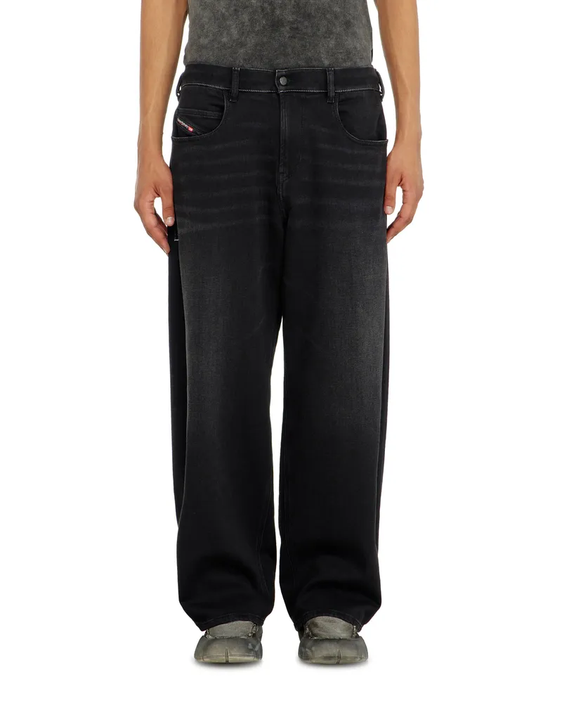 Diesel Relaxed Regular Waist 2097 D-Enim-M Joggjeans, Schwarz/Dunkelgrau, Reißverschluss Schwarz