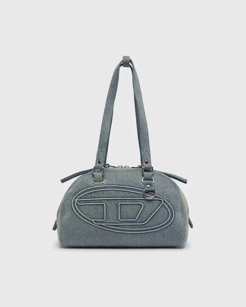 Diesel 1DR Dome-Schultertasche aus Denim mit Oval D Logo - Schultertaschen - Unisex - Blau Blau