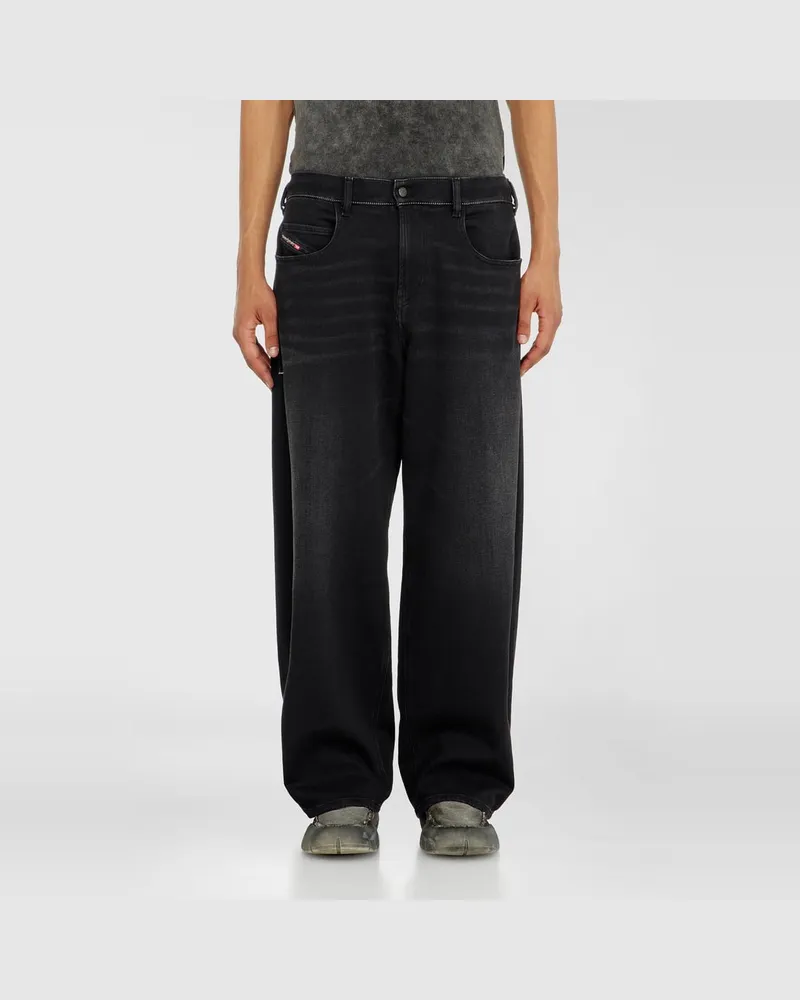 Diesel Relaxed Regular Waist 2097 D-Enim-M Joggjeans, Schwarz/Dunkelgrau, Reißverschluss Schwarz