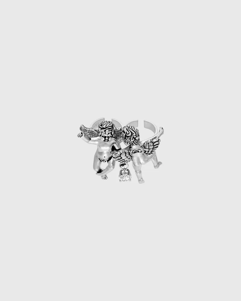 Diesel Mehrfinger-Ring in Silberoptik mit Engelmotiv - Ringe - Unisex - Silber Silber