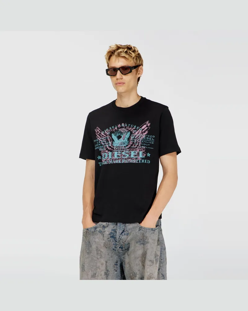 Diesel T-Shirt aus Baumwolle mit Grafikprint - T-Shirts - Herren - Schwarz Schwarz