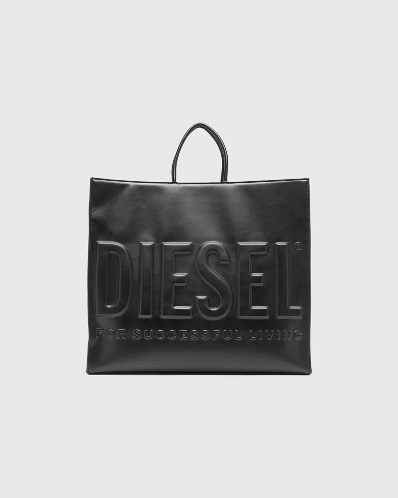 Diesel Dsl 3D-Einkaufstasche aus weichem PU mit geprägtem Logo - Shoppers - Unisex - Schwarz Schwarz