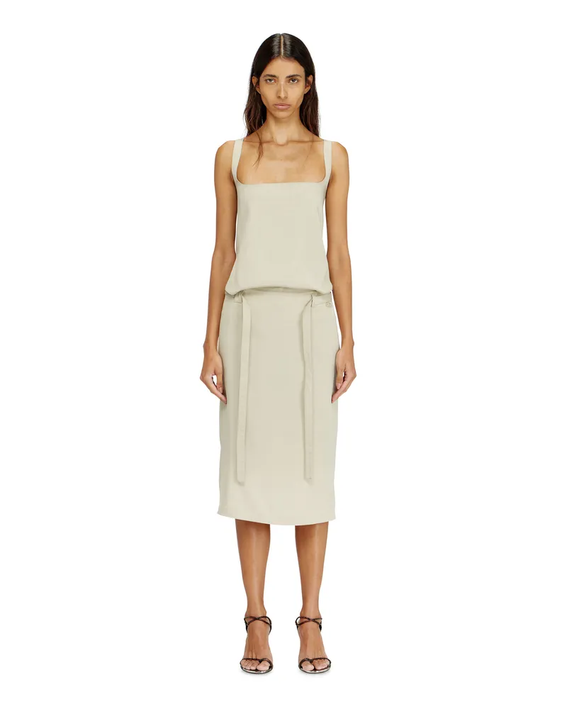 Diesel Midikleid mit Schürzen-Design und offenem Rücken aus Lyocell - Kleider - Damen - Beige Beige