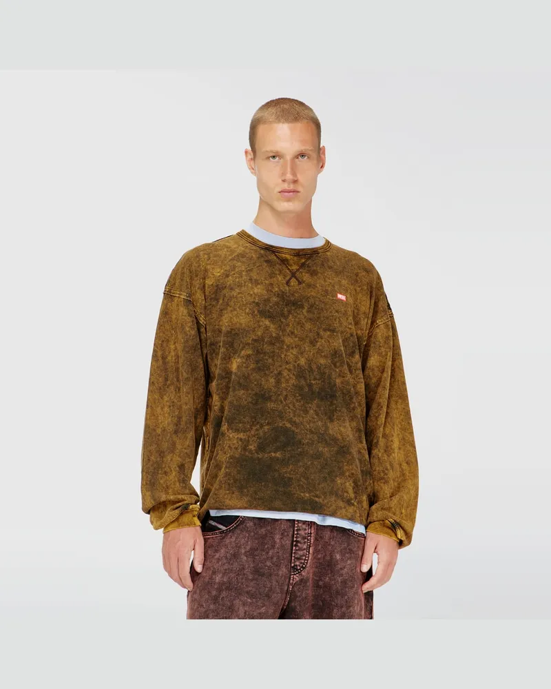 Diesel Acid-wash langärmliges T-Shirt mit ausgefransten Details - T-Shirts - Herren - Braun Braun