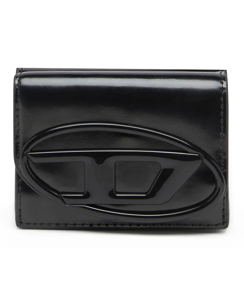 Diesel Trifold-Portemonnaie aus Hochglanz-Leder - Kleine Portemonnaies - Damen - Schwarz Schwarz
