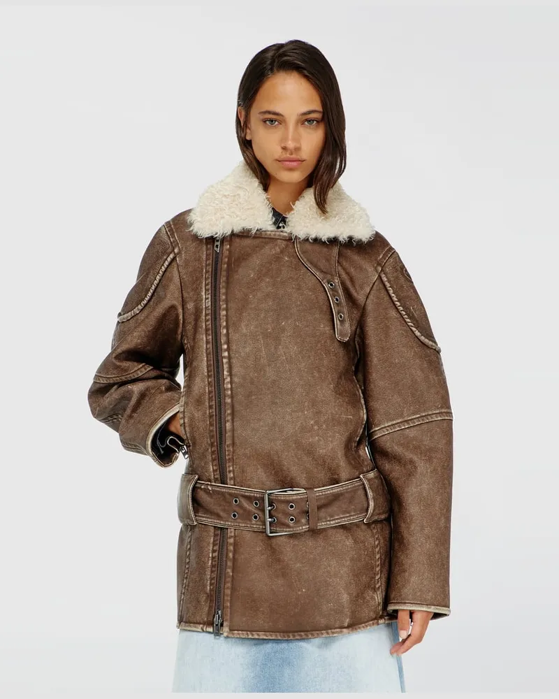 Diesel Doppelreihiger Aviator-Biker-Mantel - Jacken - Damen - Braun Braun