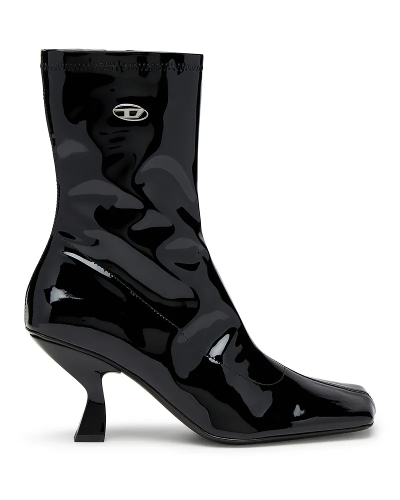Diesel D-Amber-Stiefeletten aus Stretch-PU-Lackleder - Stiefeletten - Damen - Schwarz Schwarz