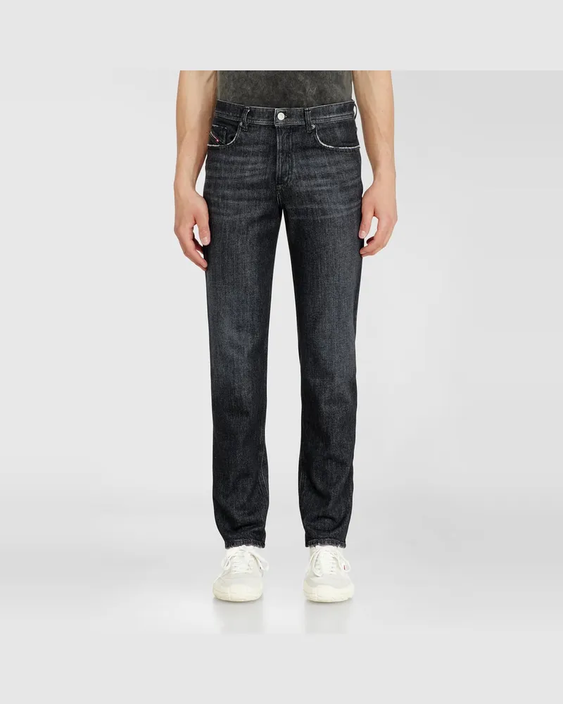 Diesel Regular Jeans Regular Waist 2023 D-Finitive, Schwarz/Dunkelgrau, Knopfverschluss Schwarz